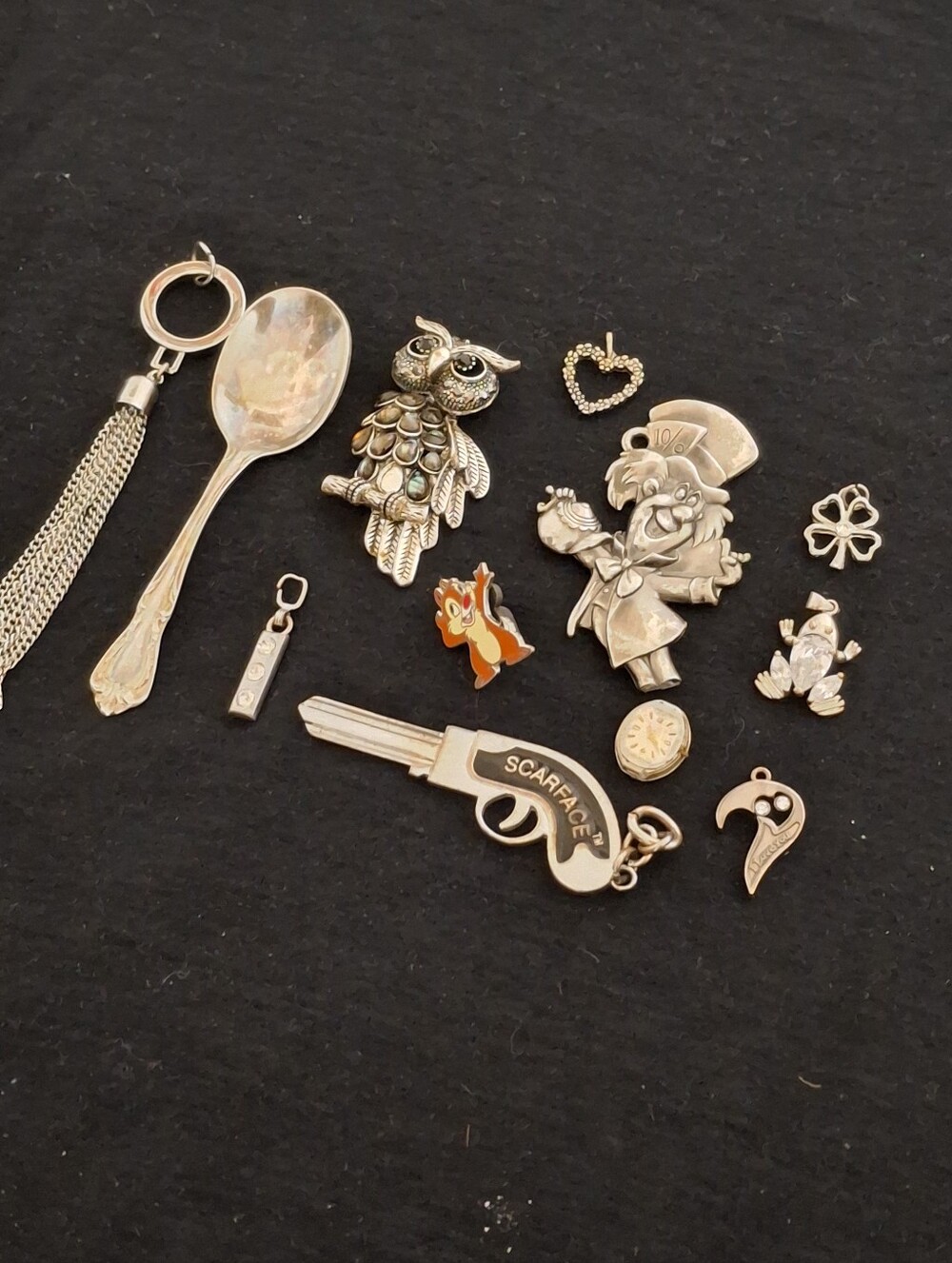 Mixed Silver-Tone Charms & Pendants Lot with Enamel Accent